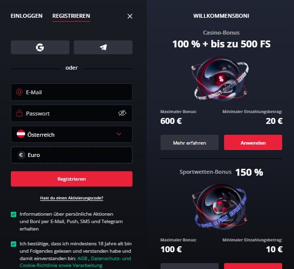 Neues Starda Casino Konto registrieren und Willkommensbonus aktivieren