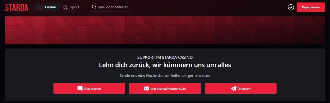 Starda Casino Support per Live-Chat und E-Mail kontaktieren